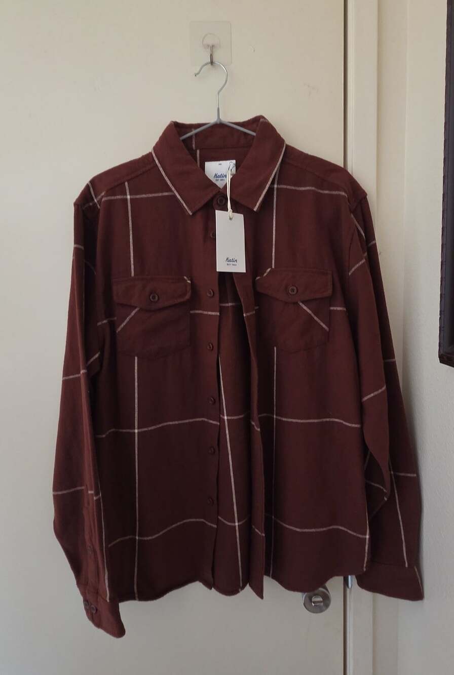 Katin Monty Flannel Size M Rum Long Sleeve Plaid Shirt